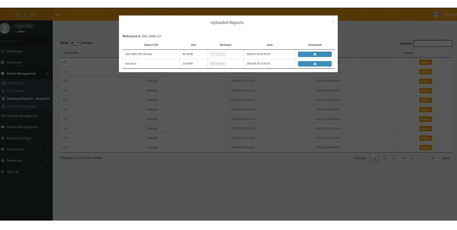 Online Inspection Report